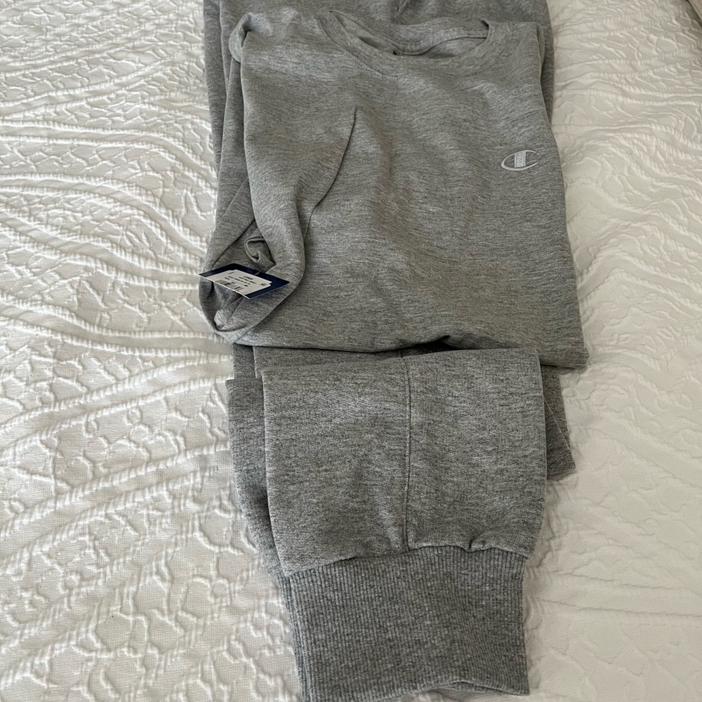 Champion- mens gray sweat pants and shirt